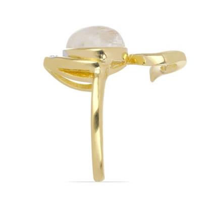 BUY 925 SILVER NATURAL RAINBOW MOON STONE & BLACK SPINEL GEMSTONE DUCK RING 